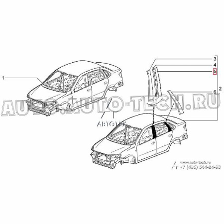 Накладка ВАЗ-1118 передней стойки задней правой+левой двери к-т АвтоВАЗ LADA 11180-8212326+27